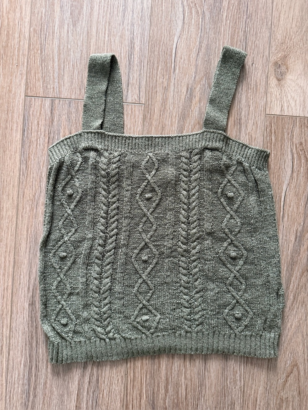 Olive green knit crop tank top